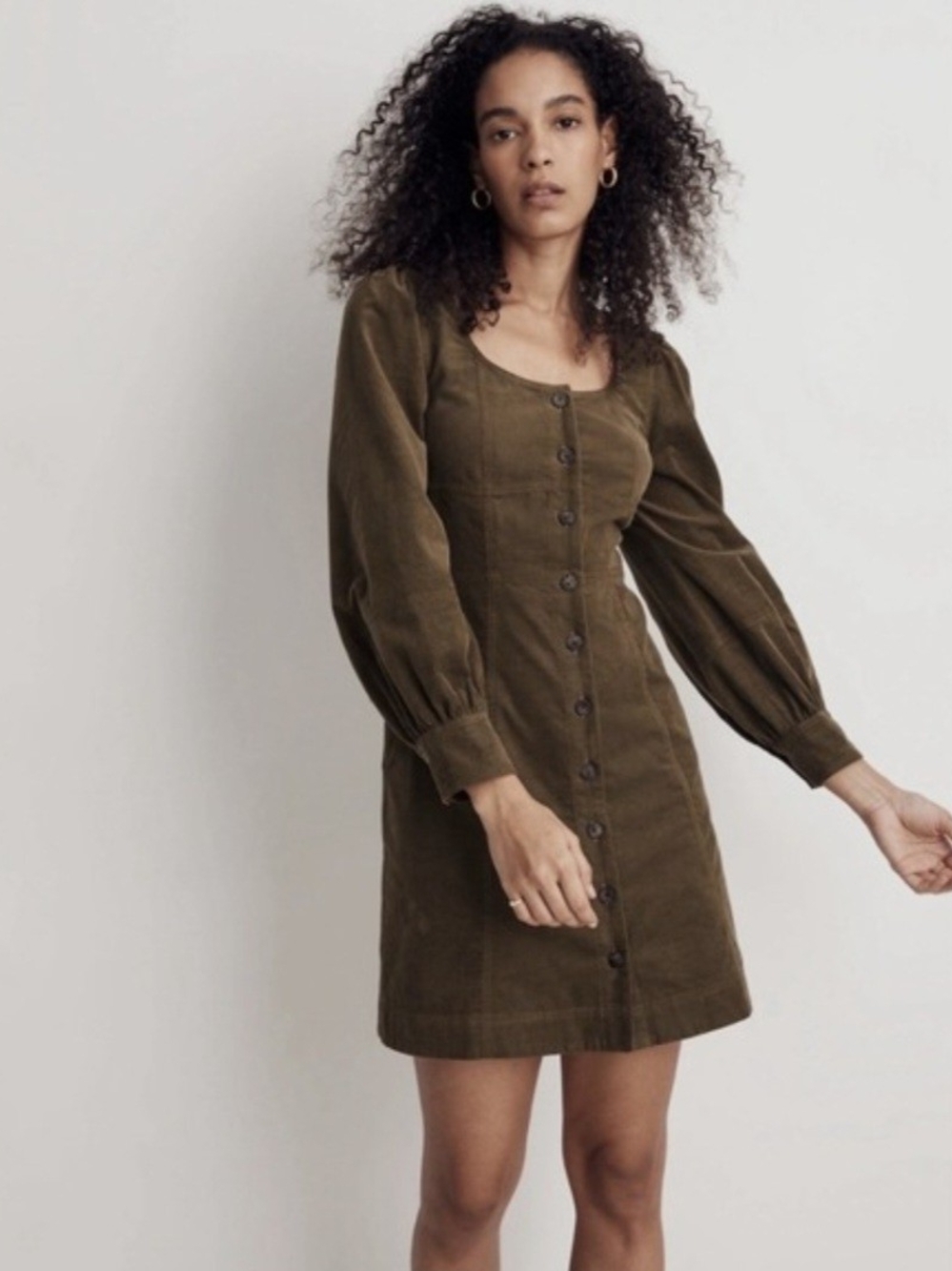 Madewell Corduroy Seamed Long-Sleeve Mini Dress Sz 2